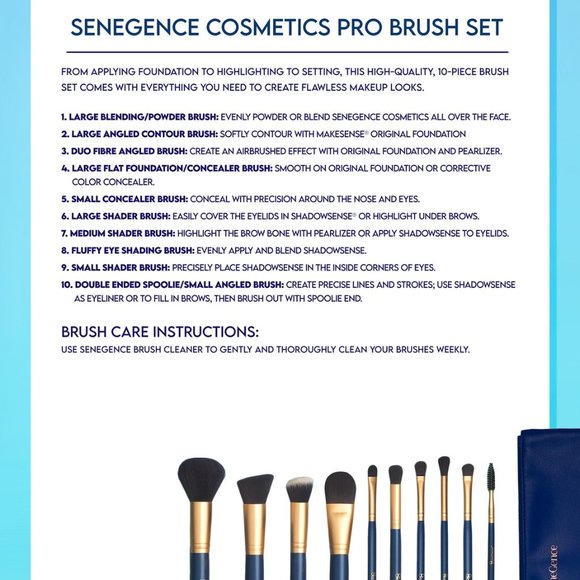 SeneGence Cosmetics 10 piece Pro Brush Set with FREE bag!! - Picture 2 of 6